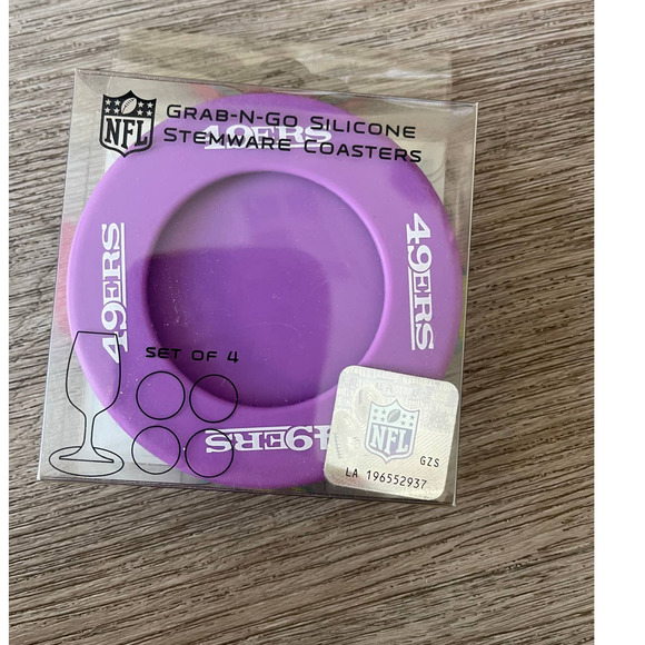 San Francisco 49ers Grab and Go Silicone‎ Stemware Coasters NFL Football - Picture 1 of 2